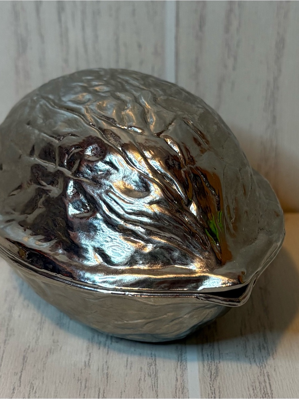 Silver Walnut Shaped Hinged Nutcracker - Home Accents